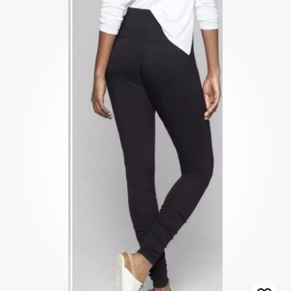 Athleta Black Restore Ruched Ankle Leggings Yoga Ballet Stretch Pull on Size XS